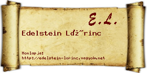Edelstein Lőrinc névjegykártya