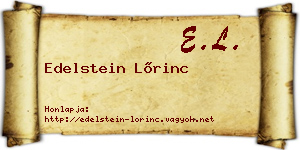 Edelstein Lőrinc névjegykártya